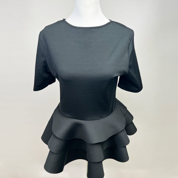 Chic and Elegant Black Casual Dress with Frill - Size Small, Pre-Owned - Picture 6 of 7